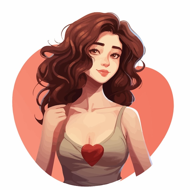 Vector a cartoon of a girl with a heart on her chest vector