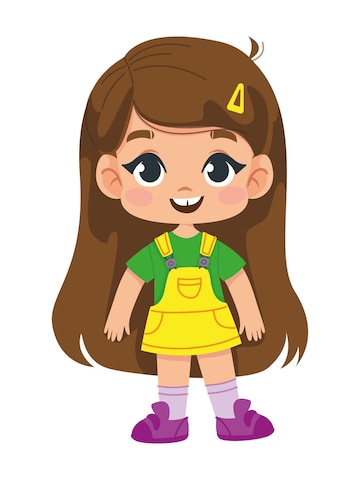 Premium Vector | Cartoon girl with long blond hair in anime style child  toddler in a yellow sundress and sneakers
