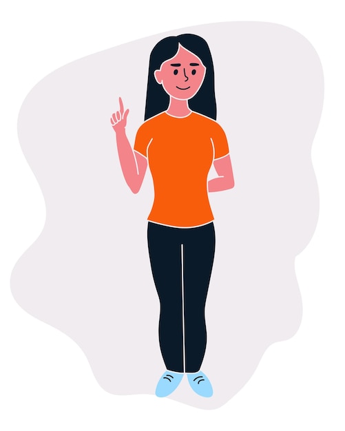 Cartoon girl with a pointing finger