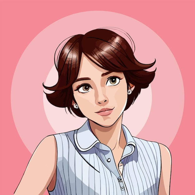 Premium Vector  Girl in profile with short hair. vector anime