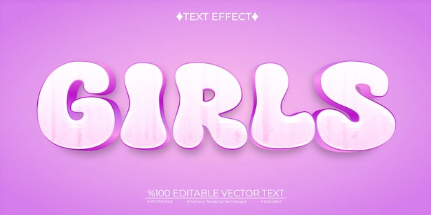 Cartoon girls editable vector text effect