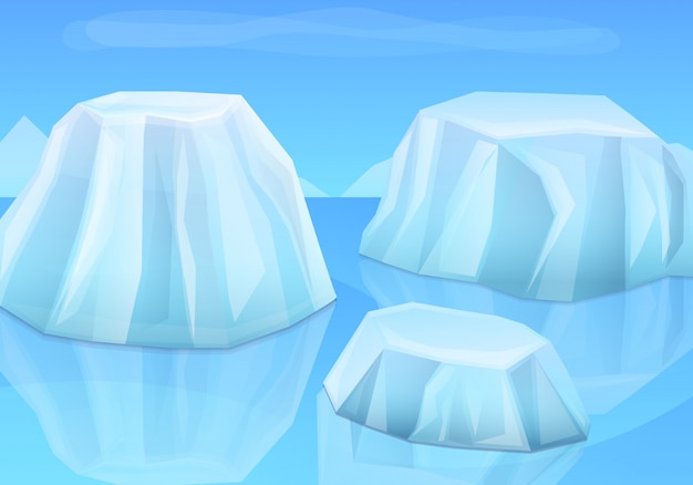 Cartoon glaciers in the ocean, vector illustration