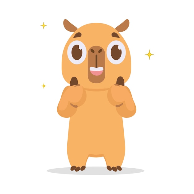 Vector a cartoon of a gleeful capivara giving a thumbs up