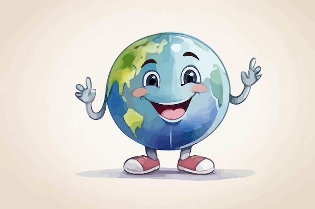 A cartoon of a globe with the word earth on it