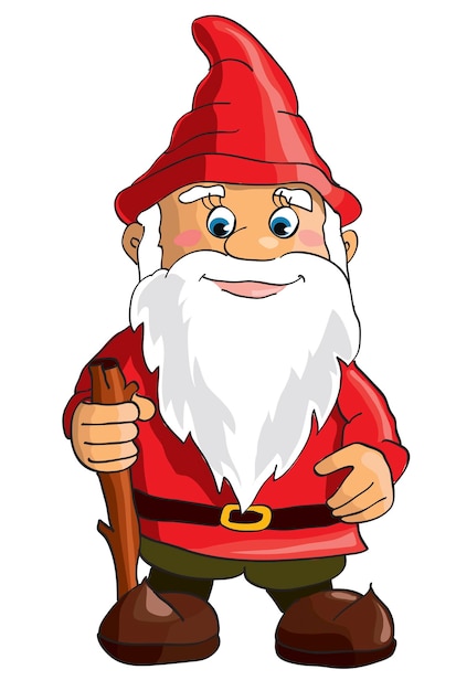 Vector cartoon gnome on white background vector