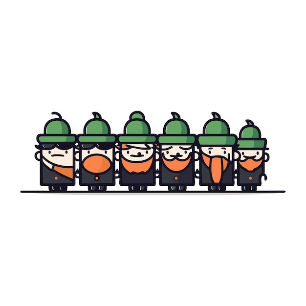 Vector cartoon gnomes in different poses vector illustration in flat style