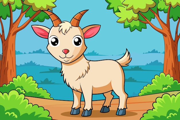 A cartoon of a goat with the title  the name  on it