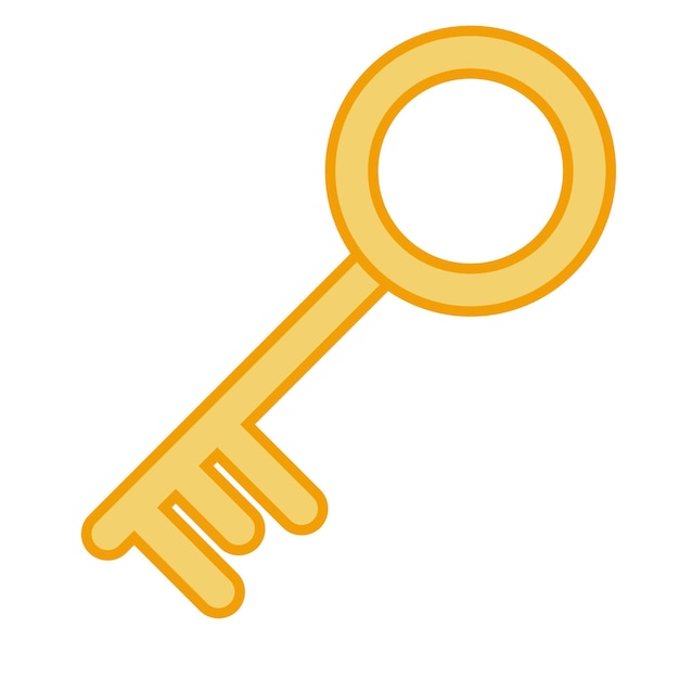 Cartoon gold key skeleton logo old gold room house key