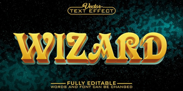 Cartoon Golden Wizard Vector Editable Text Effect Template