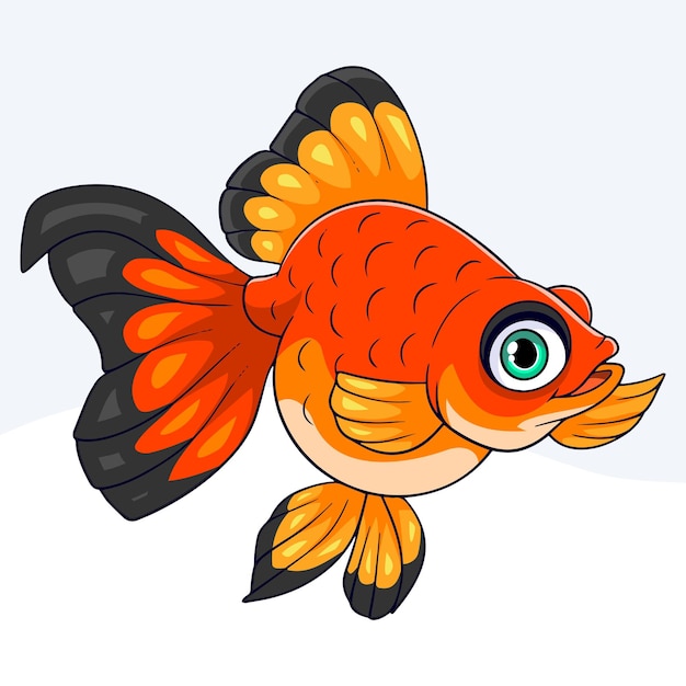 Cartoon goldfish on a white background