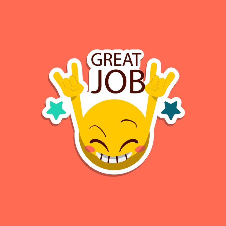 Cartoon good job and great job sticker collection