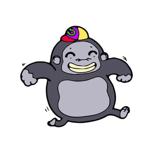 cartoon gorilla komische aap doodle vector illustratie geïsoleerd op witte achtergrond