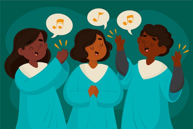 Vector cartoon gospel choir illustration