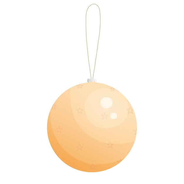 Cartoon gouden kerstbal. vector illustratie