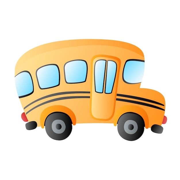 Мультяшный градиентный транспорт школьный автобус вектор изолированный элемент
