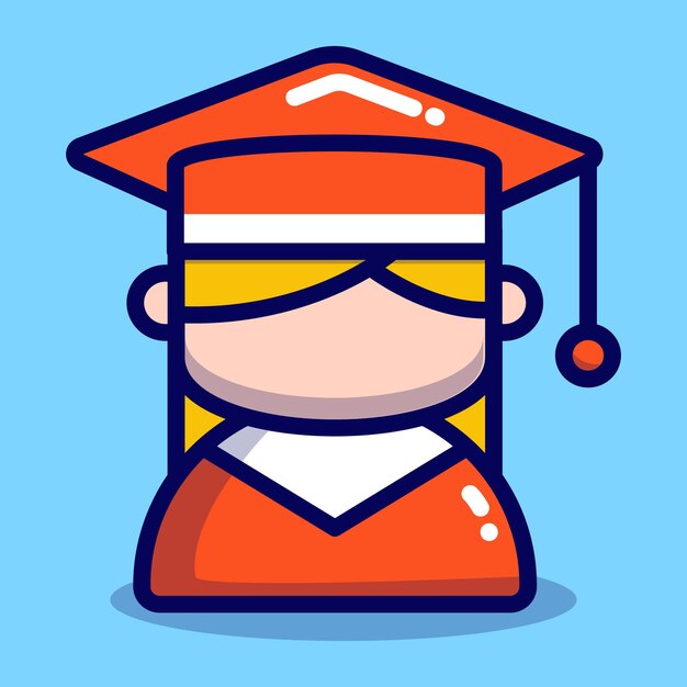 Vector a cartoon of a graduate wearing a red graduation cap.