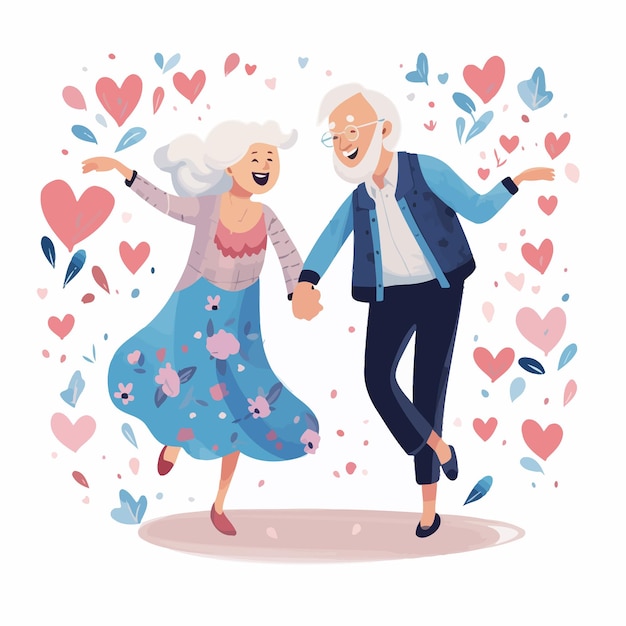 Vector cartoon_grandmother_and_grandfather_lovely_dance vector