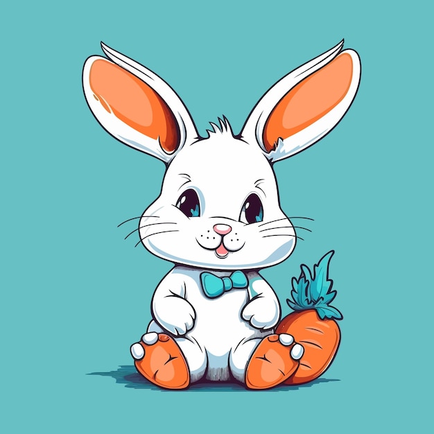 Cartoon grappig konijn mascotte vector illustratie karakter concept dier pictogram geïsoleerd
