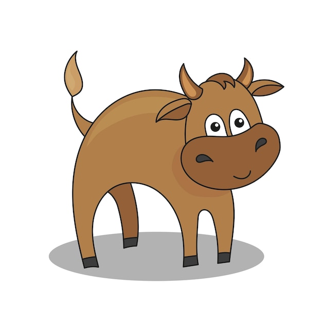 Cartoon grappige baby stier geïsoleerd op een witte achtergrond