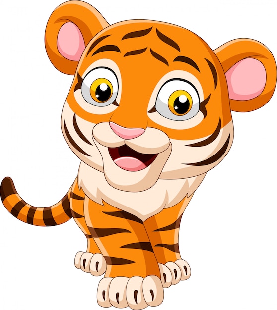 Vector cartoon grappige baby tijger