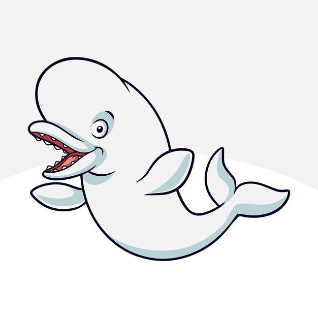 Cartoon grappige beluga geïsoleerd op een witte achtergrond