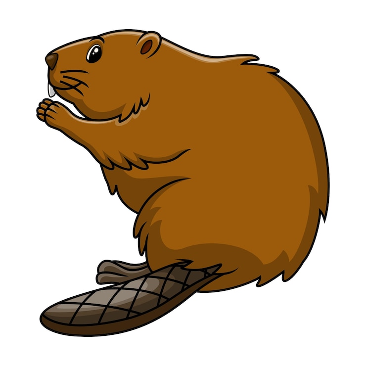 Vector cartoon grappige bever pose zittend