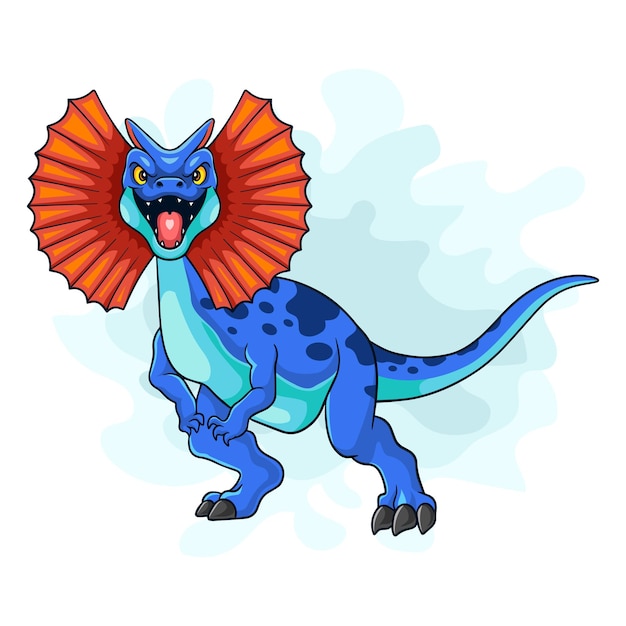 Cartoon grappige dilophosaurus rex geïsoleerd op een witte achtergrond