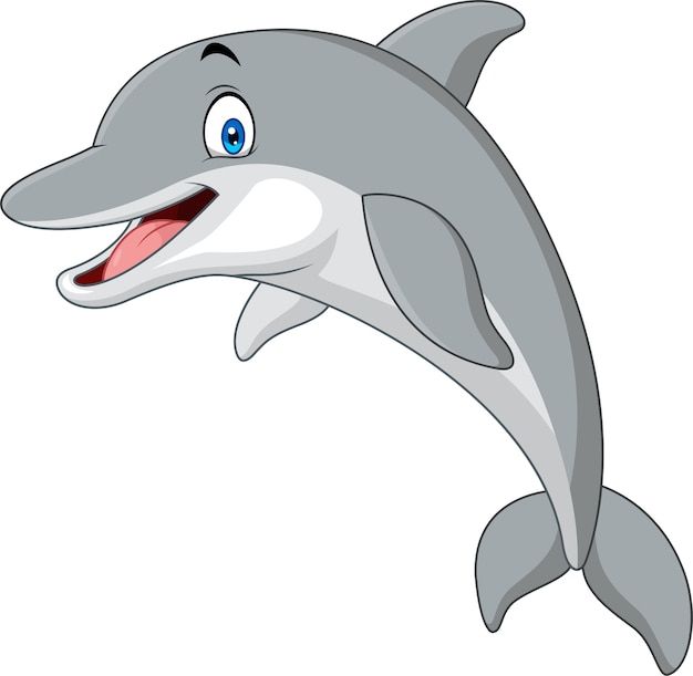 Vector cartoon grappige dolfijn