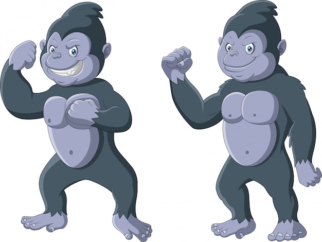 Cartoon grappige gorilla staande pose