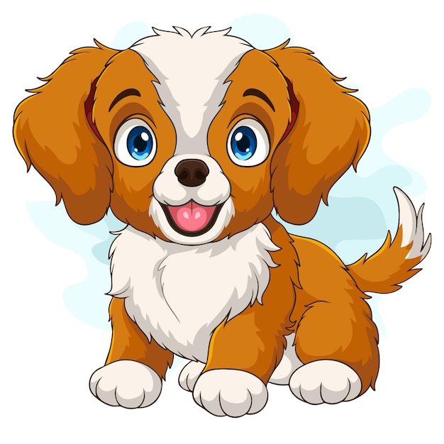 Cartoon grappige hond die op een witte achtergrond zit