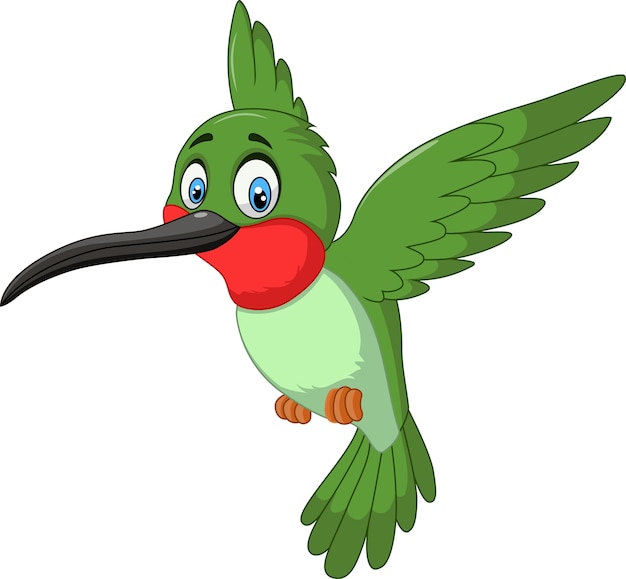 Vector cartoon grappige kolibrie vliegen