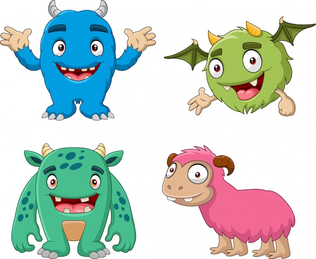 Cartoon grappige monster collectie set