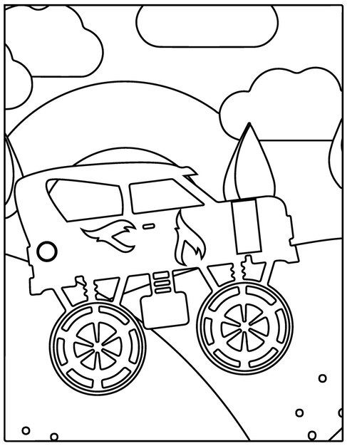 Cartoon grappige off road monster truck kleurplaten