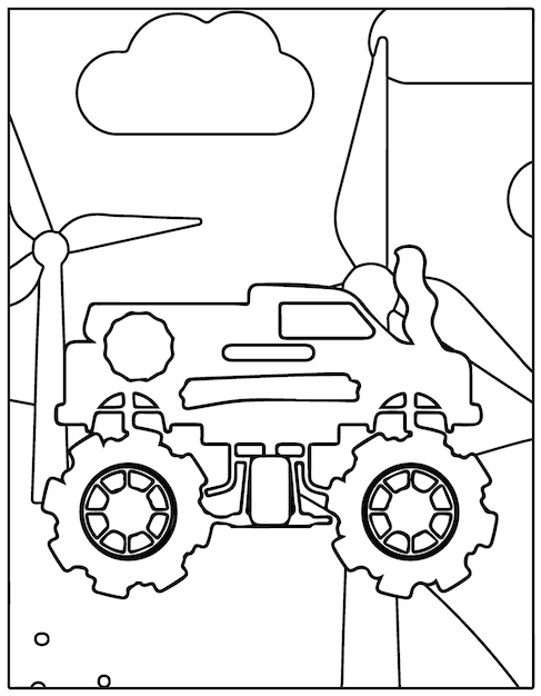 Cartoon grappige off road monster truck kleurplaten