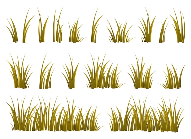 Cartoon gras bladeren collectie vectorillustratie geïsoleerd op wit