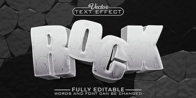 Cartoon gray rock vector editable text effect template