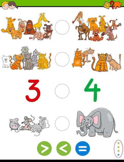 Cartoon greater less or equal worksheet