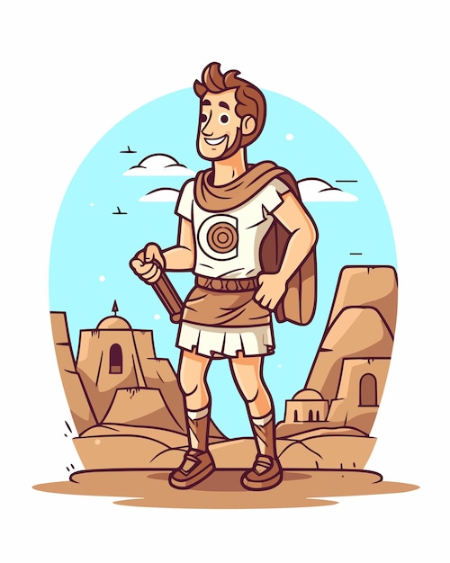 Cartoon Greek explorer