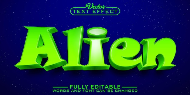 Cartoon green alien editable text effect template