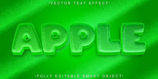 Cartoon Green Apple Vector Fully Editable Smart Object Text Effect