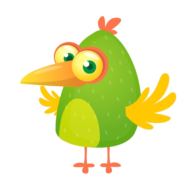 Cartoon green bird