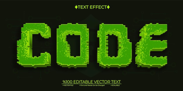 Vettore cartoon green code editable vector 3d effetto di testo