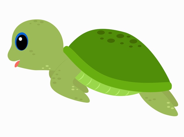 Cartoon green cute baby turtle