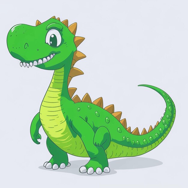 Cartoon green dinosaur vector illustration white background