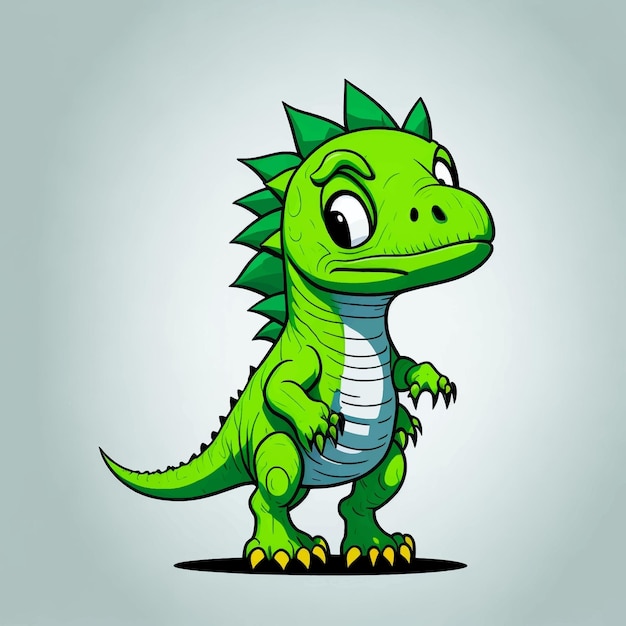 Cartoon green dinosaur vector illustration white background