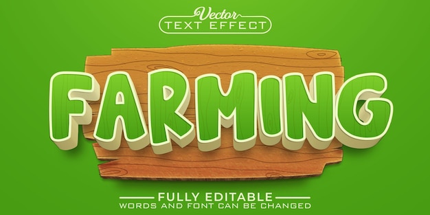 Cartoon Green Farming Vector Editable Text Effect Template