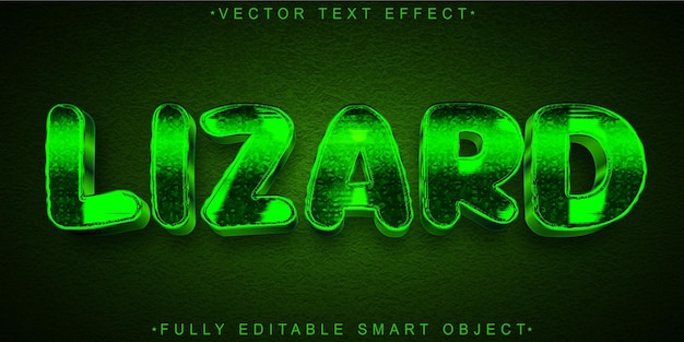 Vector cartoon green lizard vector fully editable smart object text effect