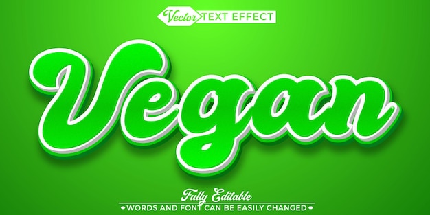 Vector cartoon green vegan vector editable text effect template