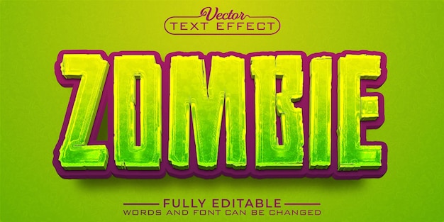 Cartoon Green Zombie Editable Text Effect Template