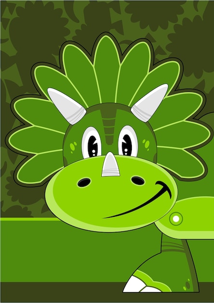 Cartoon groen Krijt Triceratops dinosaurus karakter